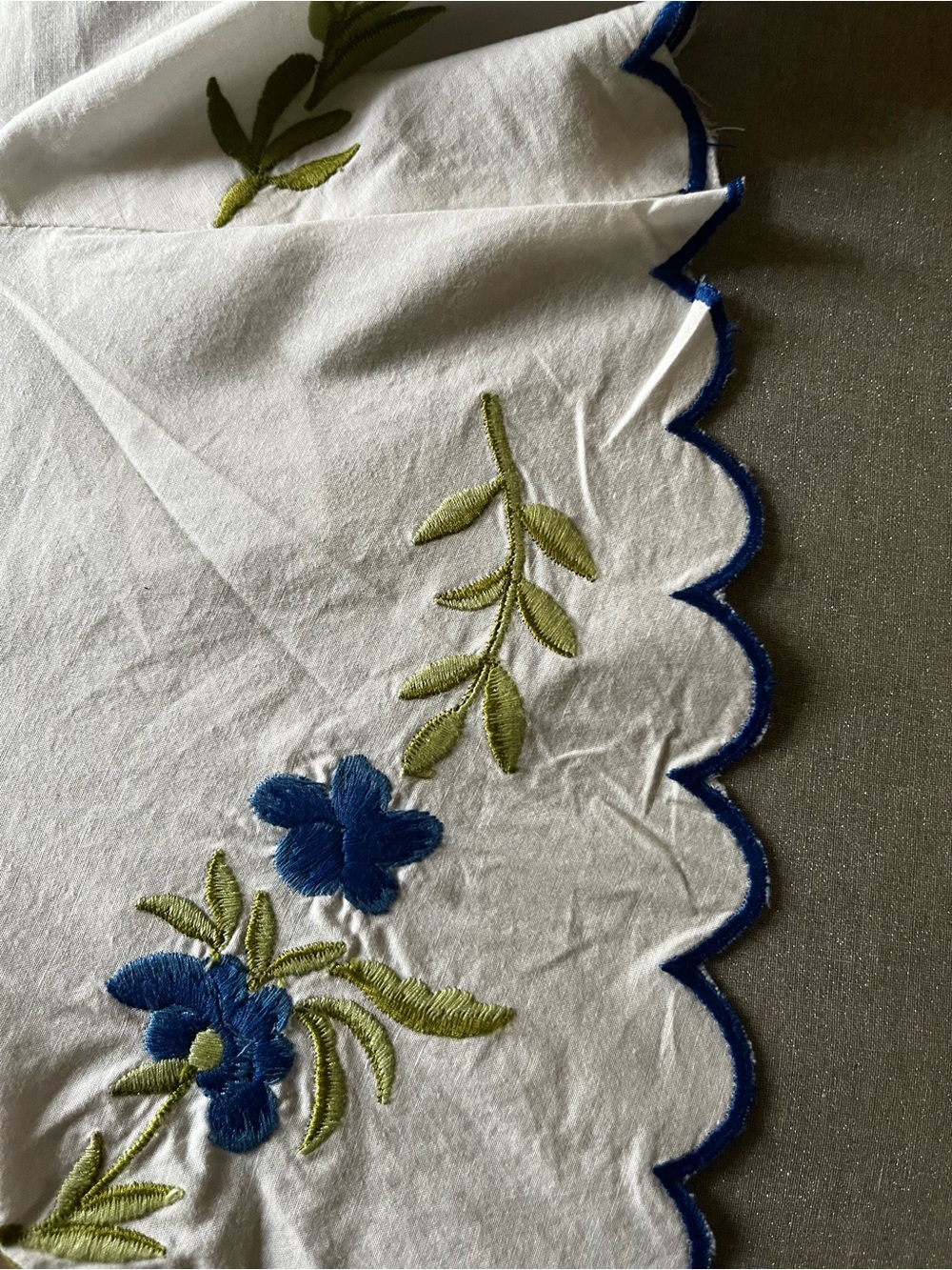 Anthropologie White with Blue Floral Embroidery - Picture 6 of 9